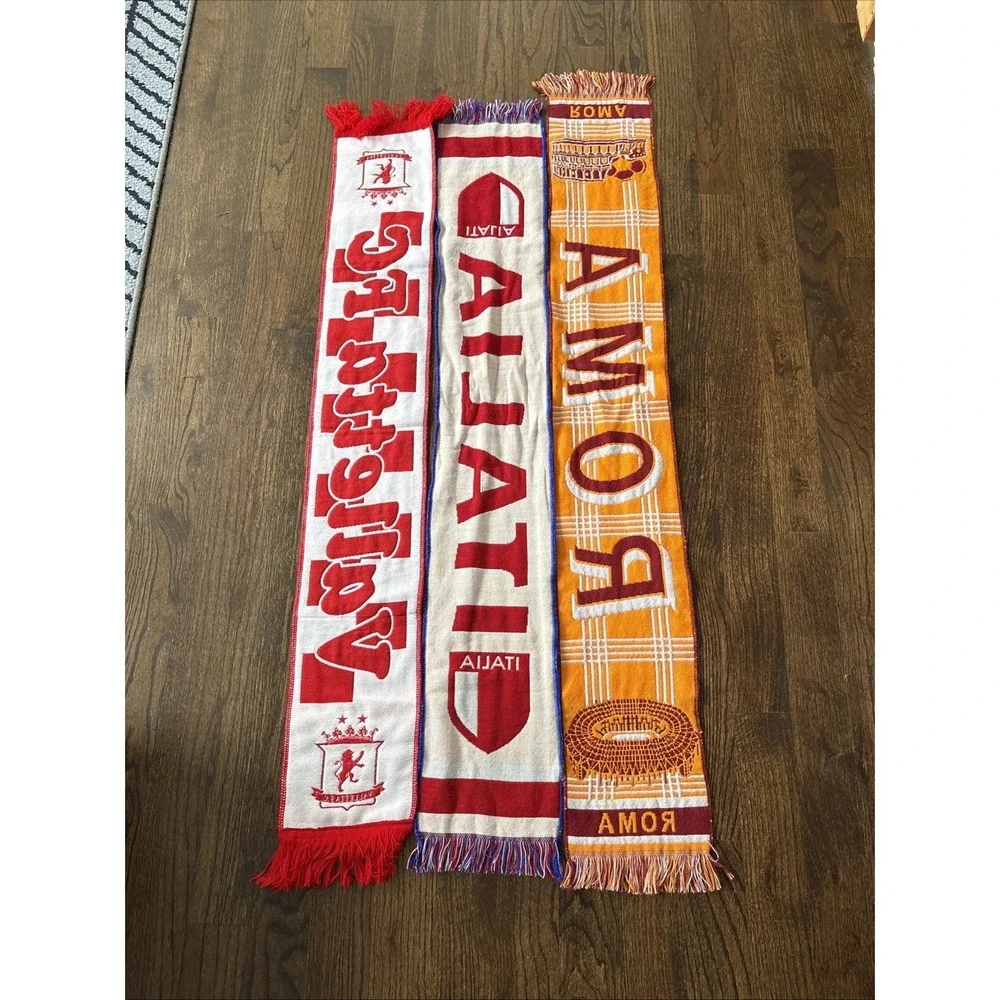 Soccer Scarfs‎ European Lot Of 3 Futbol Football Italy, Roma Valletta Fc